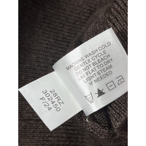 Orvis Sweater Mens Large Brown Merino Wool Knit 1/4 Zip Mock Neck Pullover - Picture 8 of 9